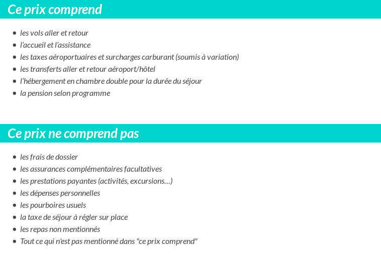 Conditions tarifaires