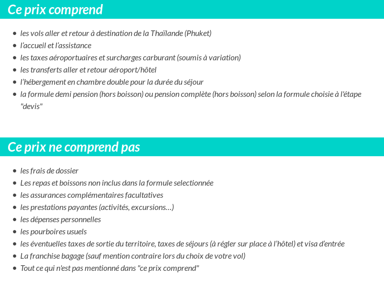 Conditions tarifaires