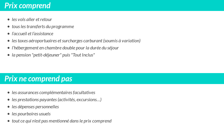 Conditions tarifaires