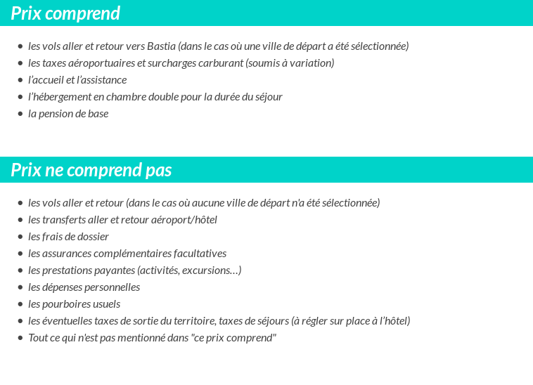 Conditions tarifaires