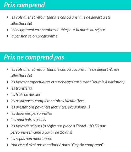 Conditions tarifaires