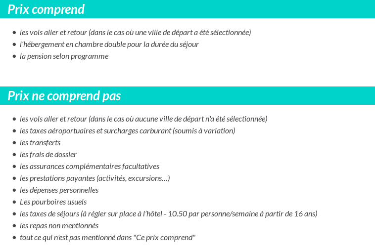 Conditions tarifaires