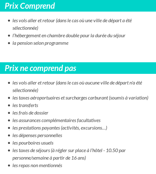 Conditions tarifaires