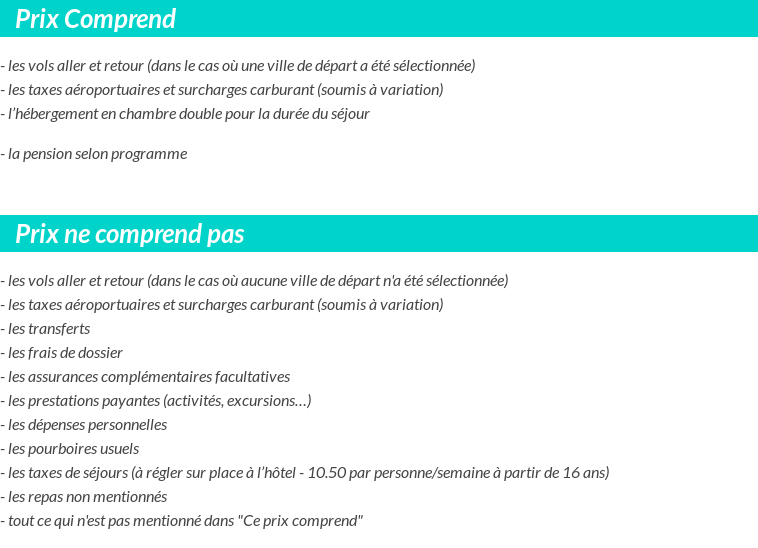 Conditions tarifaires