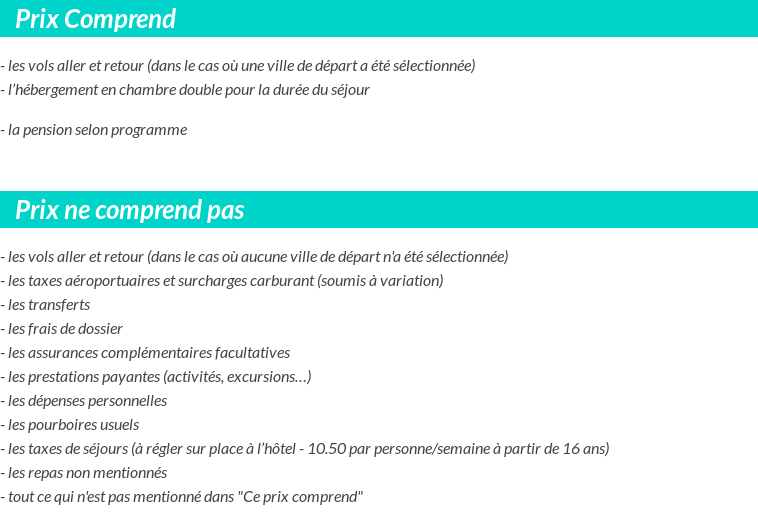 Conditions tarifaires