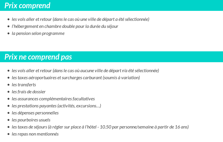 Conditions tarifaires