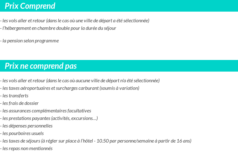 Conditions tarifaires