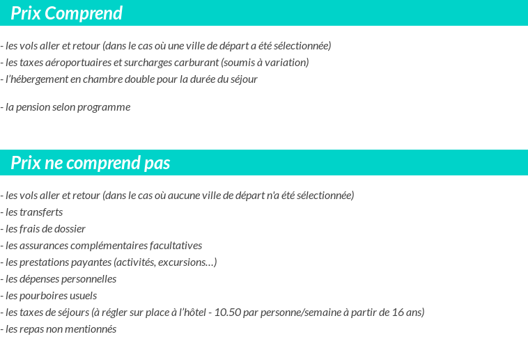 Conditions tarifaires