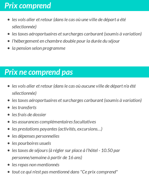 Conditions tarifaires