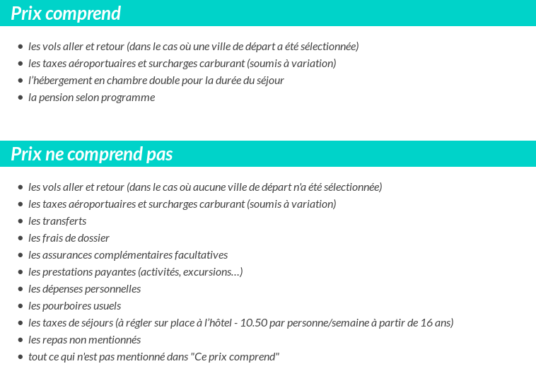Conditions tarifaires
