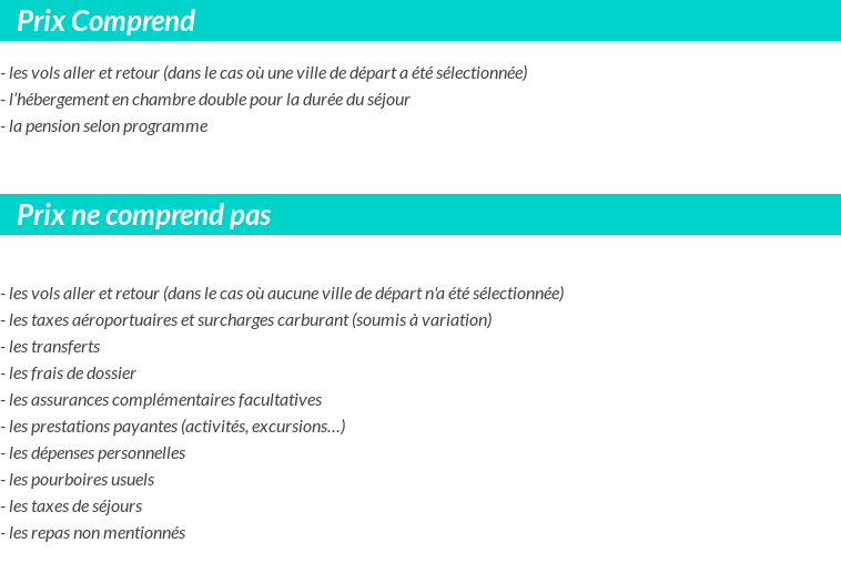 Conditions tarifaires