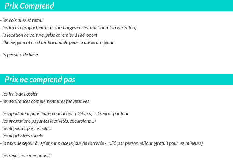 Conditions tarifaires