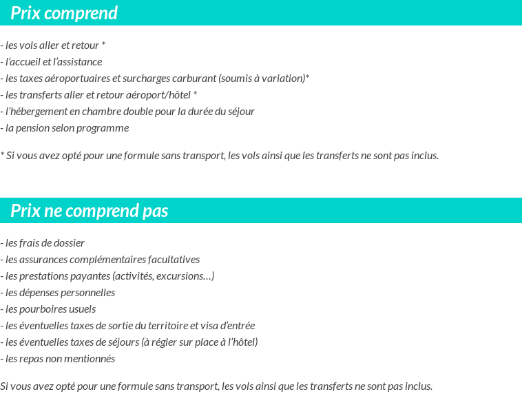 Conditions tarifaires