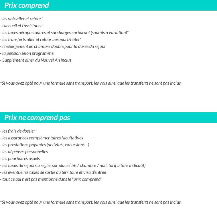 Conditions tarifaires