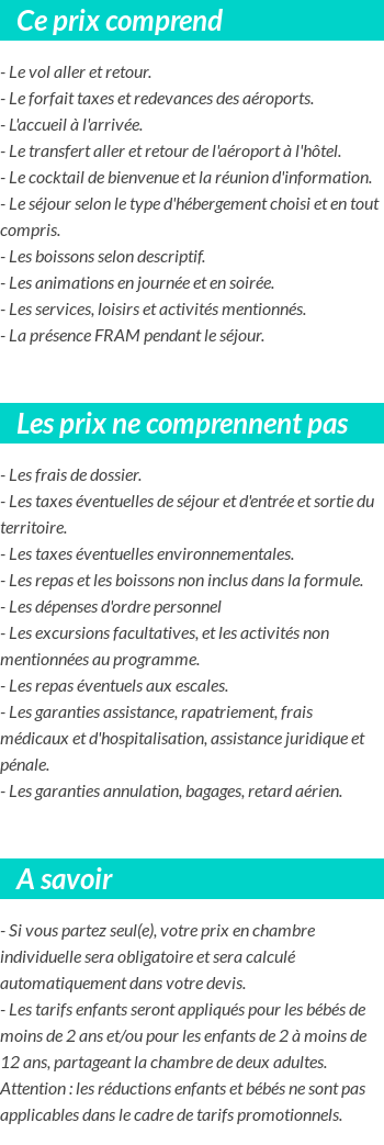 Conditions tarifaires