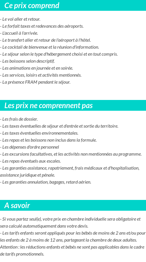 Conditions tarifaires