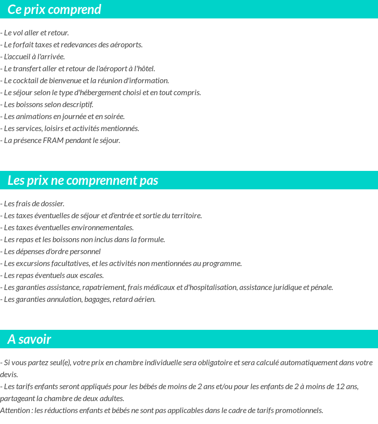 Conditions tarifaires