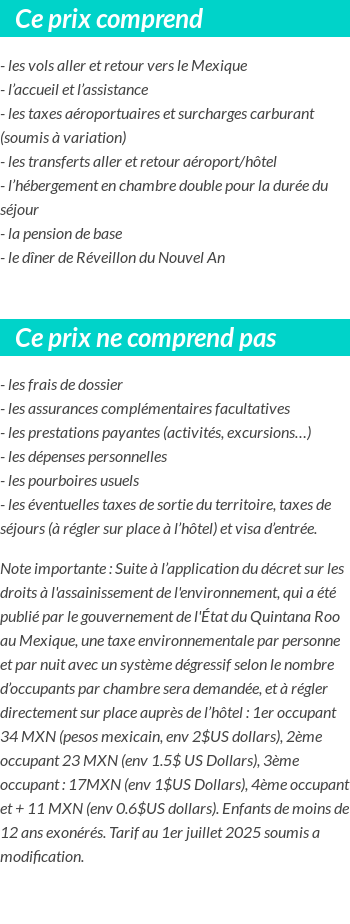 Conditions tarifaires