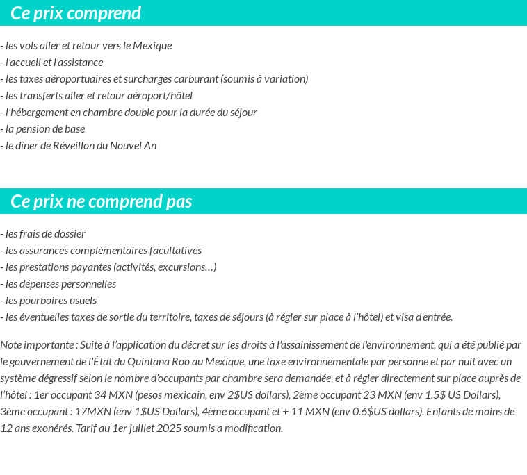Conditions tarifaires