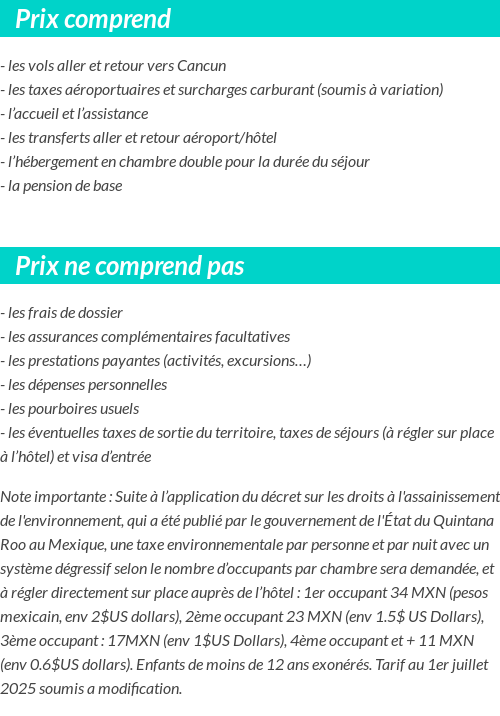 Conditions tarifaires