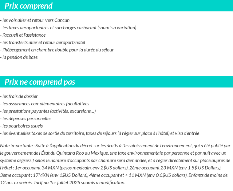 Conditions tarifaires