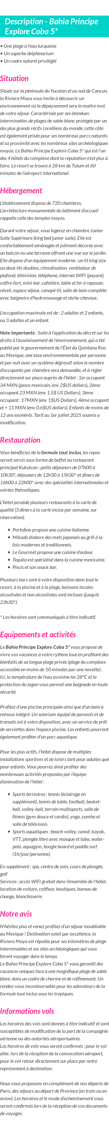 Détails du séjour