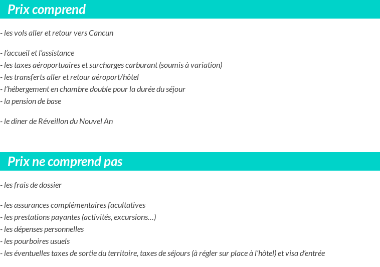 Conditions tarifaires