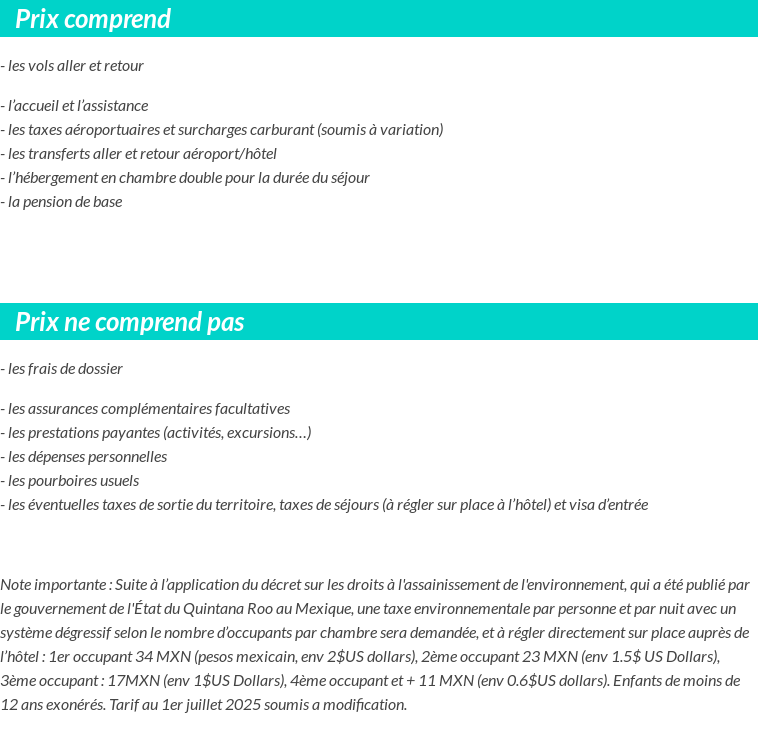 Conditions tarifaires