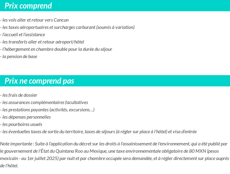 Conditions tarifaires