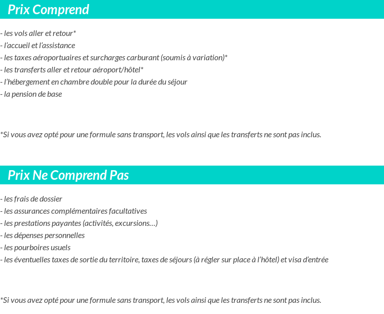Conditions tarifaires