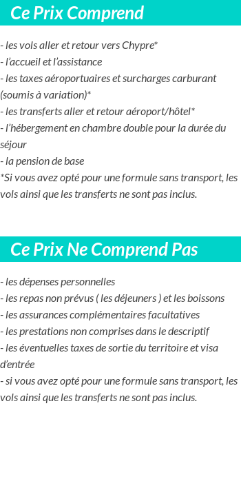 Conditions tarifaires