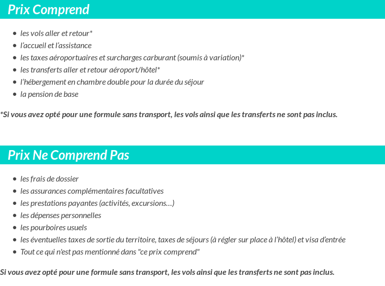 Conditions tarifaires