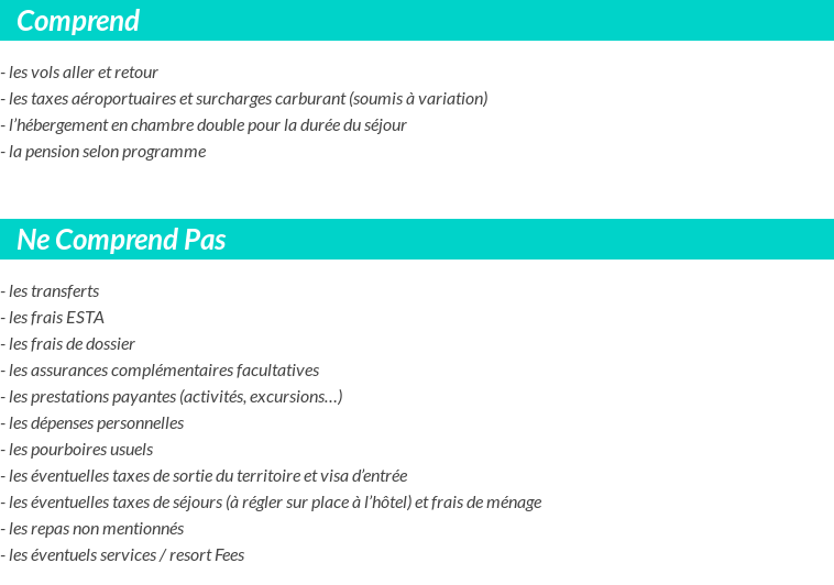 Conditions tarifaires