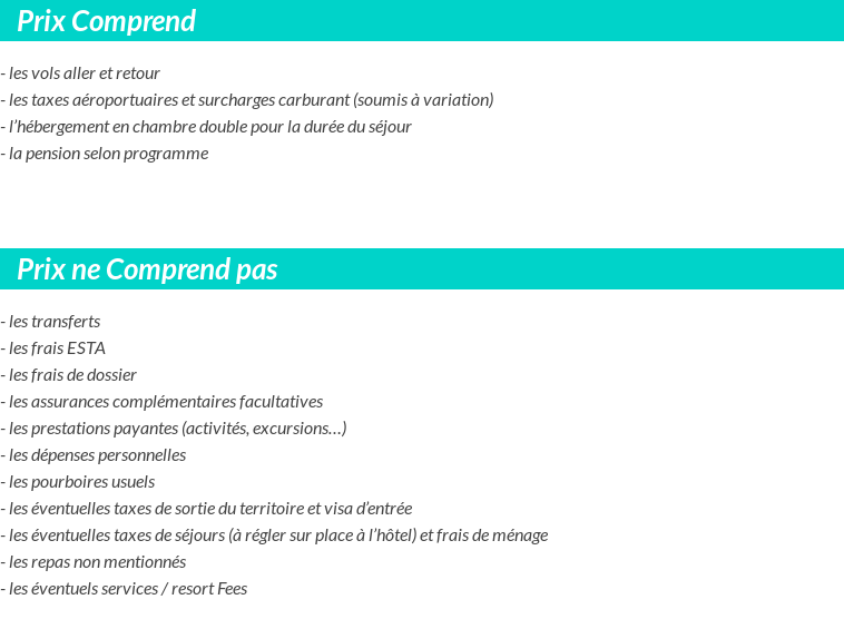 Conditions tarifaires