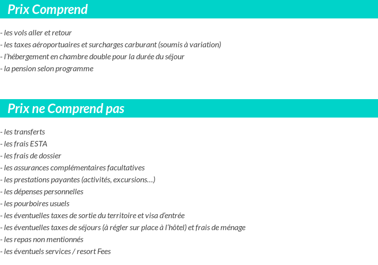 Conditions tarifaires
