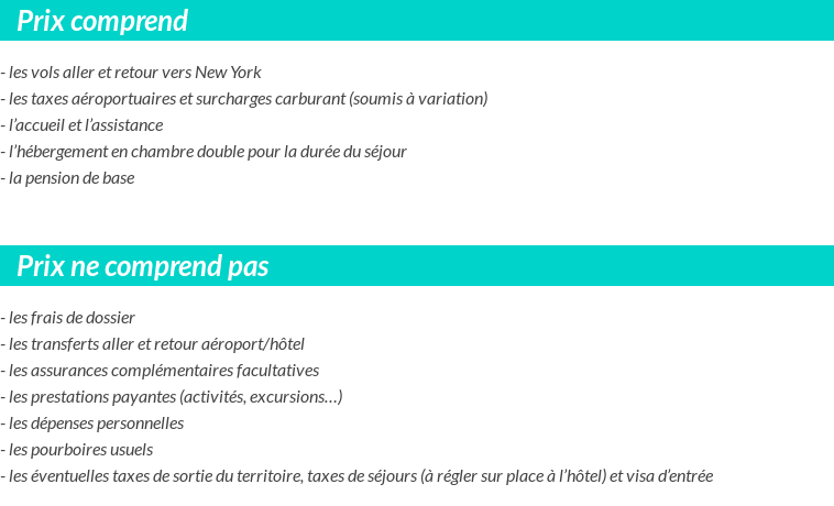 Conditions tarifaires