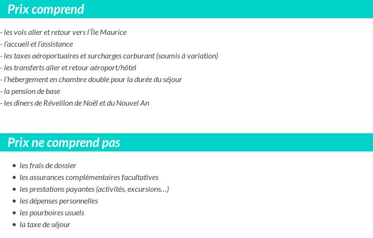 Conditions tarifaires