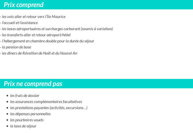 Conditions tarifaires