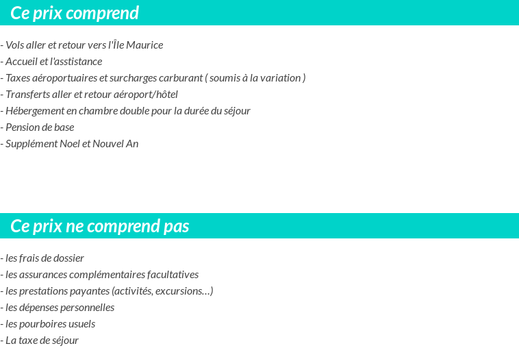 Conditions tarifaires