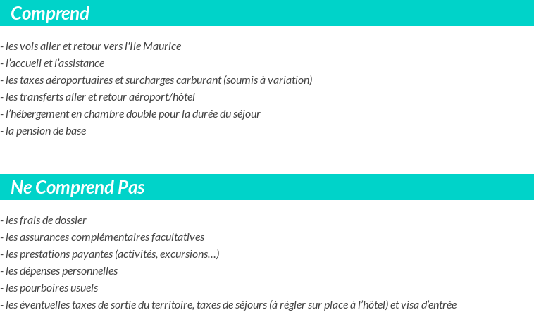 Conditions tarifaires