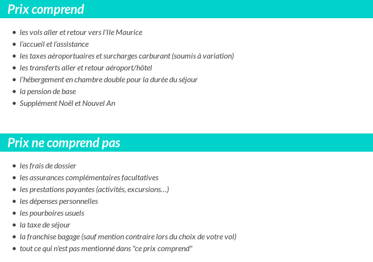 Conditions tarifaires
