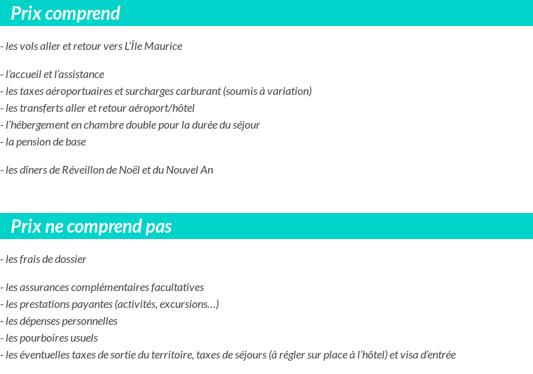 Conditions tarifaires