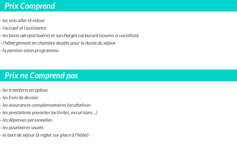 Conditions tarifaires