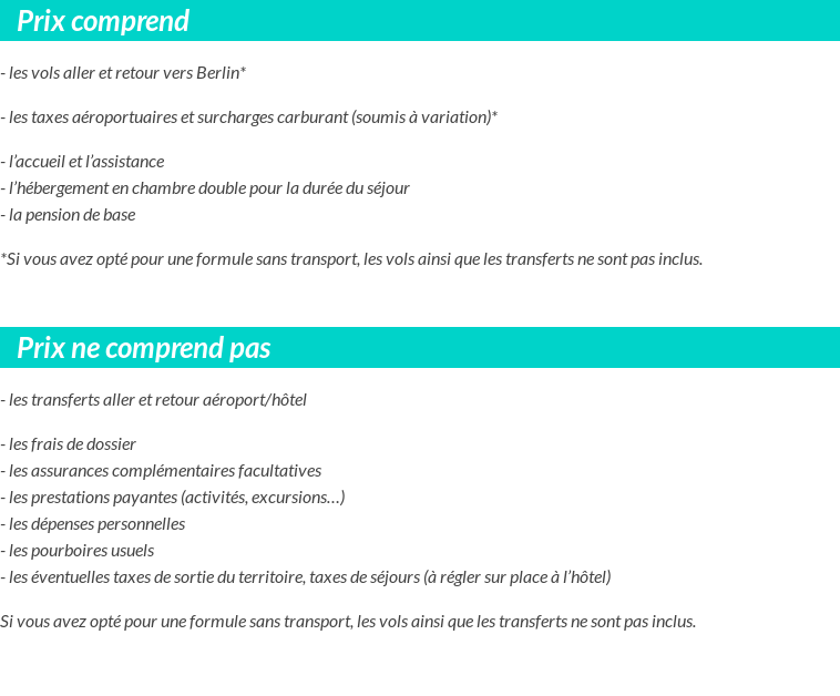 Conditions tarifaires