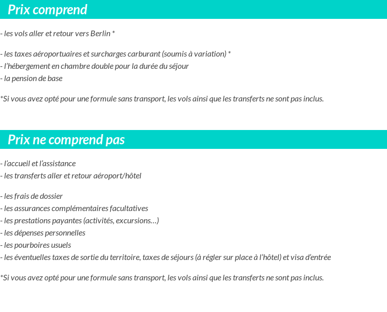 Conditions tarifaires