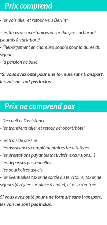 Conditions tarifaires