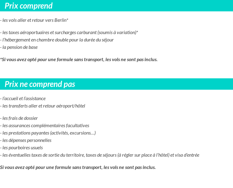 Conditions tarifaires