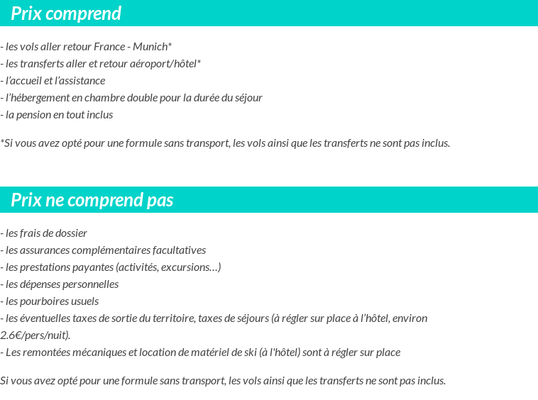 Conditions tarifaires