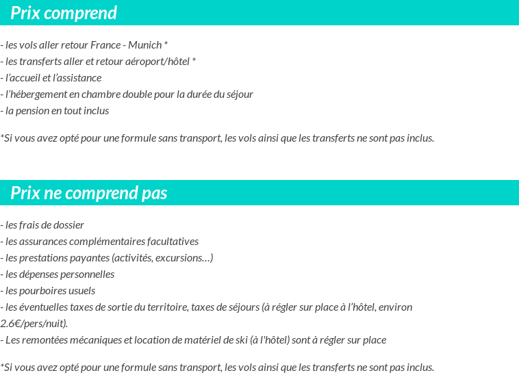 Conditions tarifaires