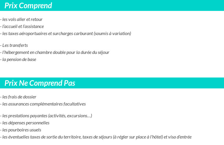 Conditions tarifaires